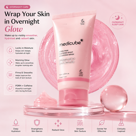 Medicube PDRN pink caffeine night wrapping Mask